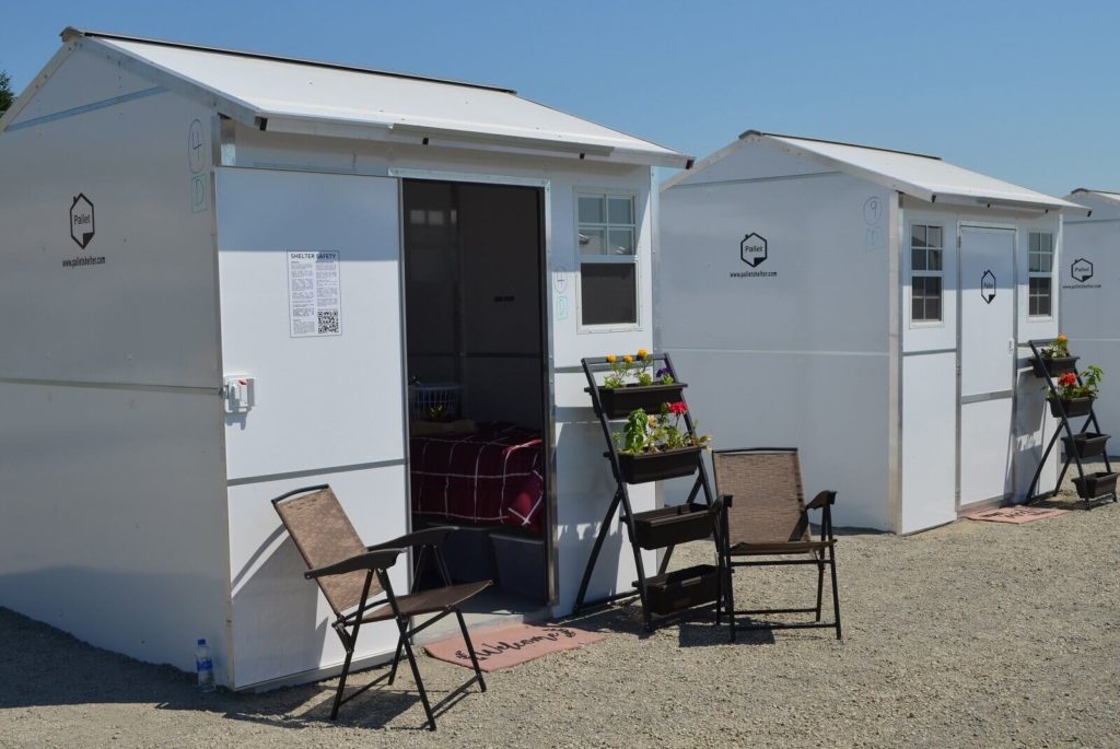 Pallet shelter village in Everett, WA.