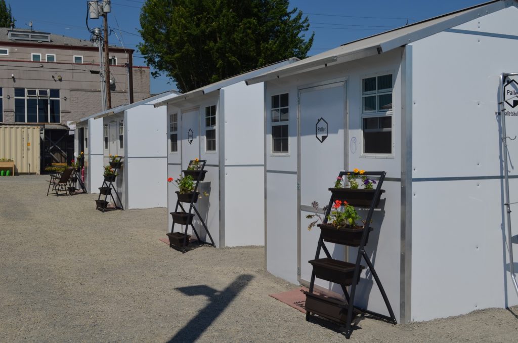 Pallet shelter village in Everett, Washington